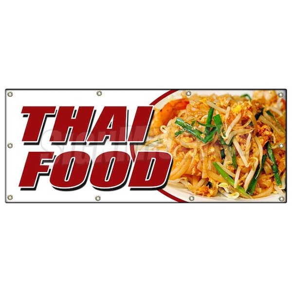 THAI FOOD BANNER SIGN pad thai sushi satay curry spring rolls tofu take